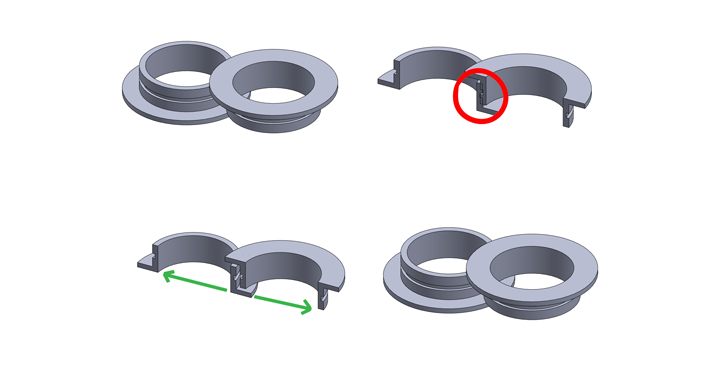 overlapping parts small